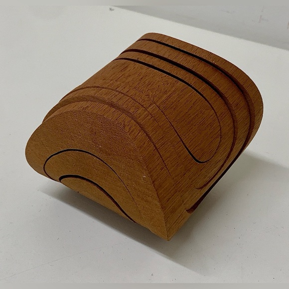 Mid Century Vtg Modern Art Solid Hardwood Sculpture Puzzle - Picture 10 of 12